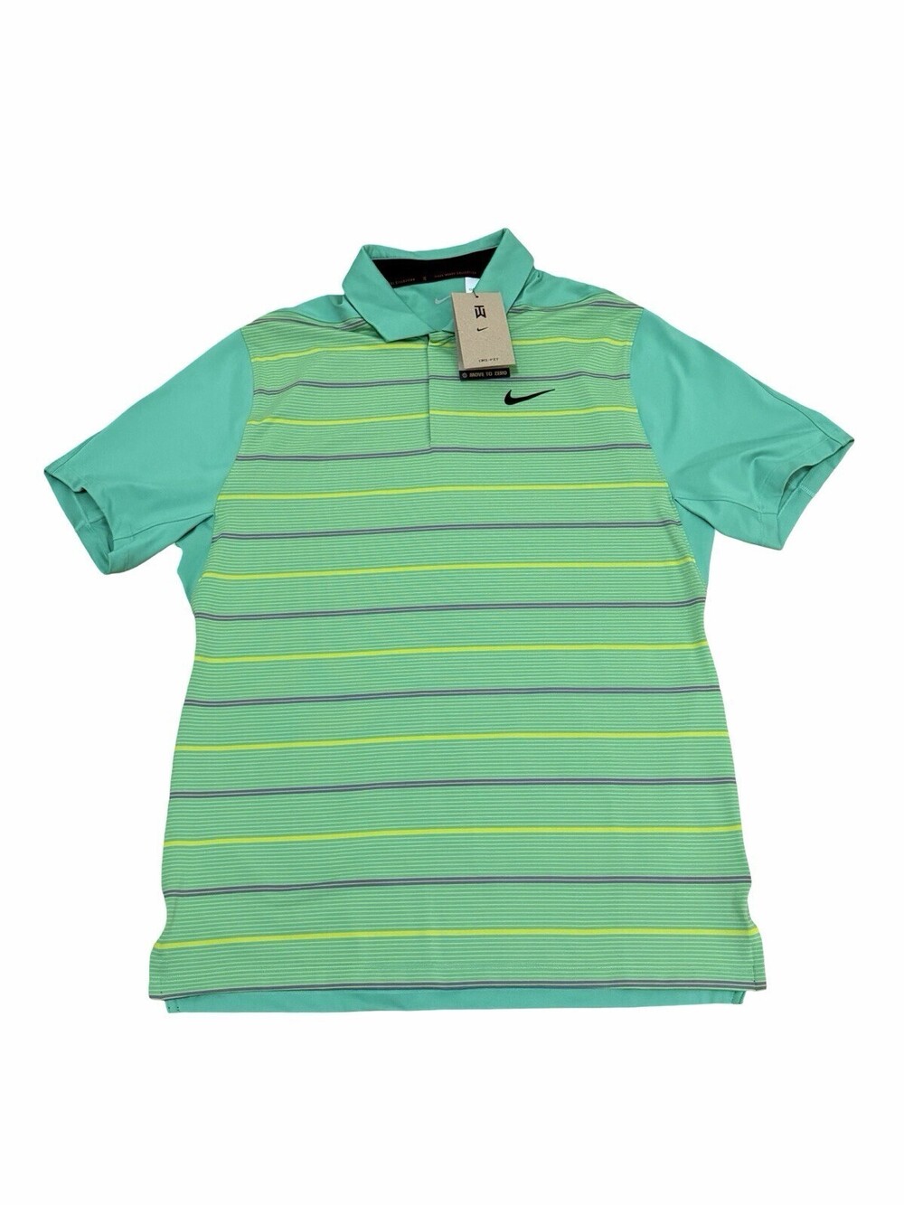 Player Issued Nike Tiger Woods Golf Polo Green Striped Size Medium DR5318-363